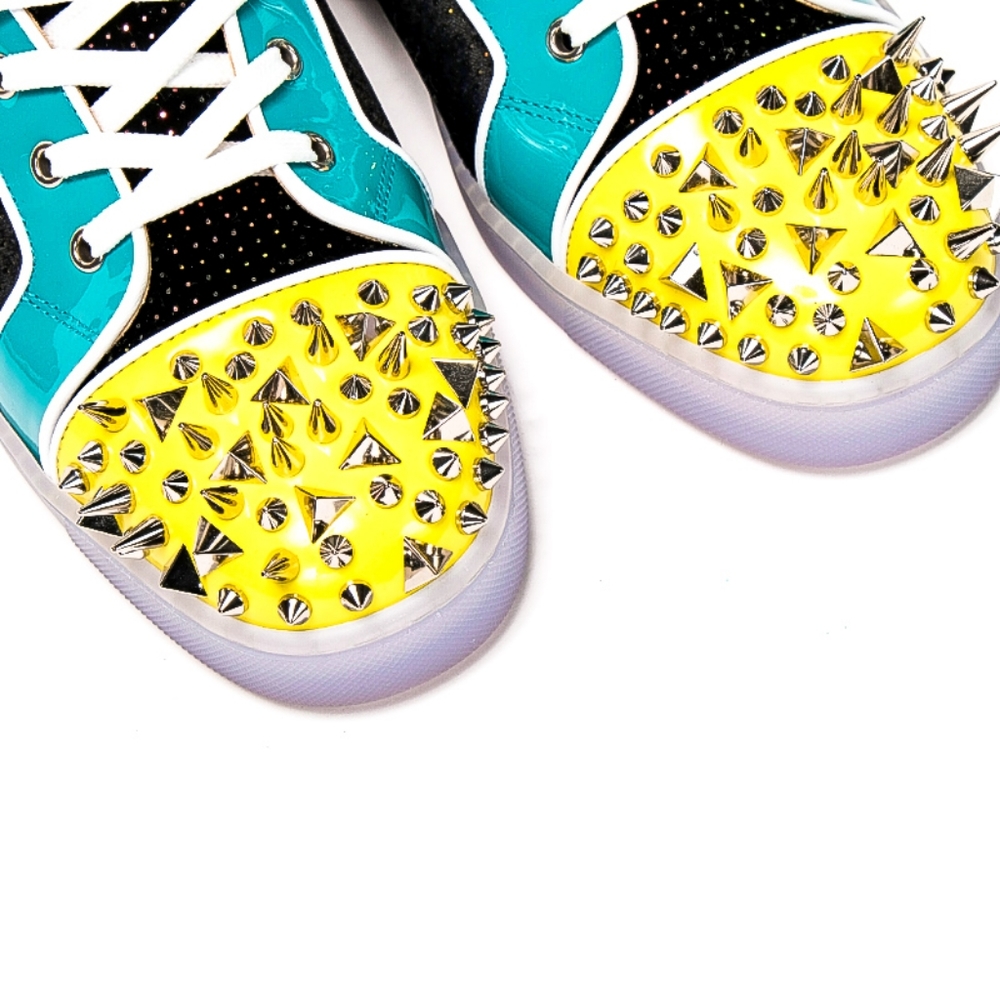 CHRISTIAN LOUBOUTIN Spike MultiColor HighTop Spikes Designer Sneakers Shoes EU43 - Picture 6 of 8